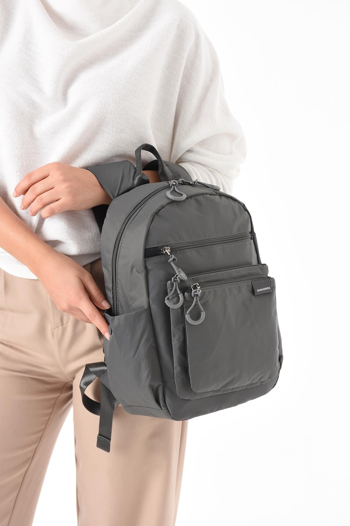 gri Çok hafif kadın orta boy sırt çantası Sanmorris ebat 36cm26