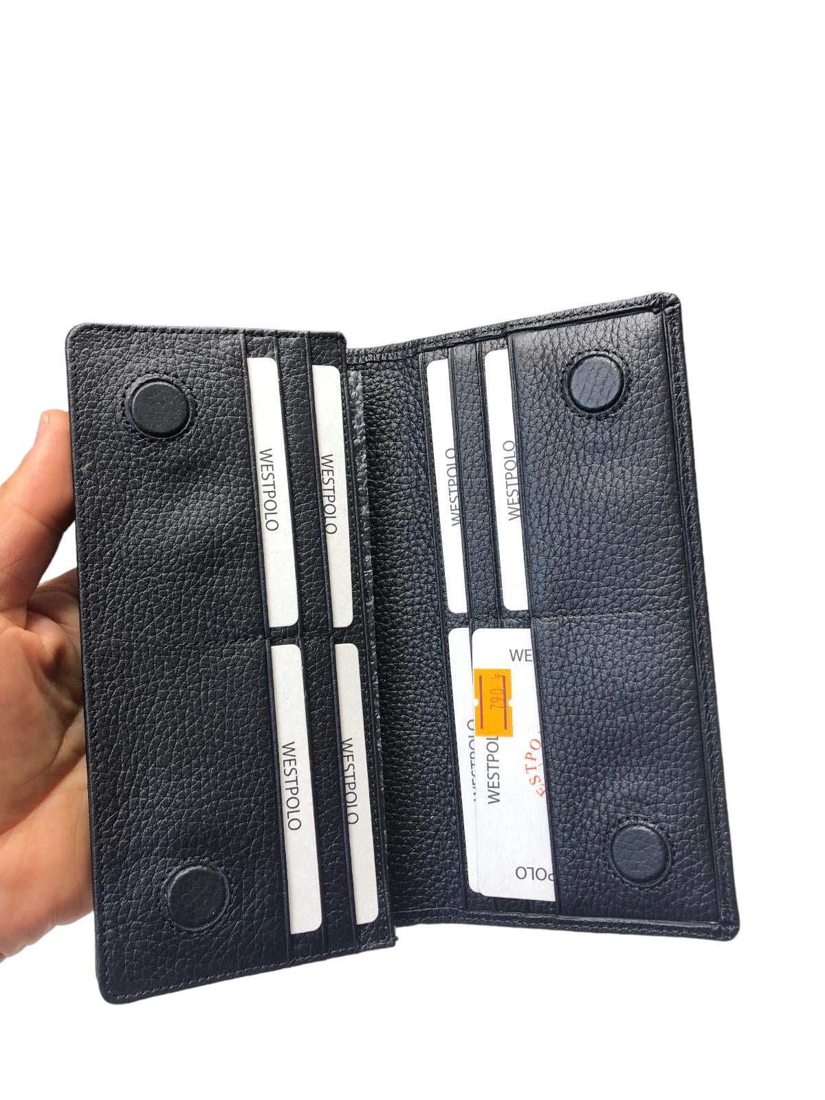 Westpolo Unisex Hakiki Deri Telefon Bölmeli Mıknatıslı Kapaklı Uzun Cüzdan, El Portföyü