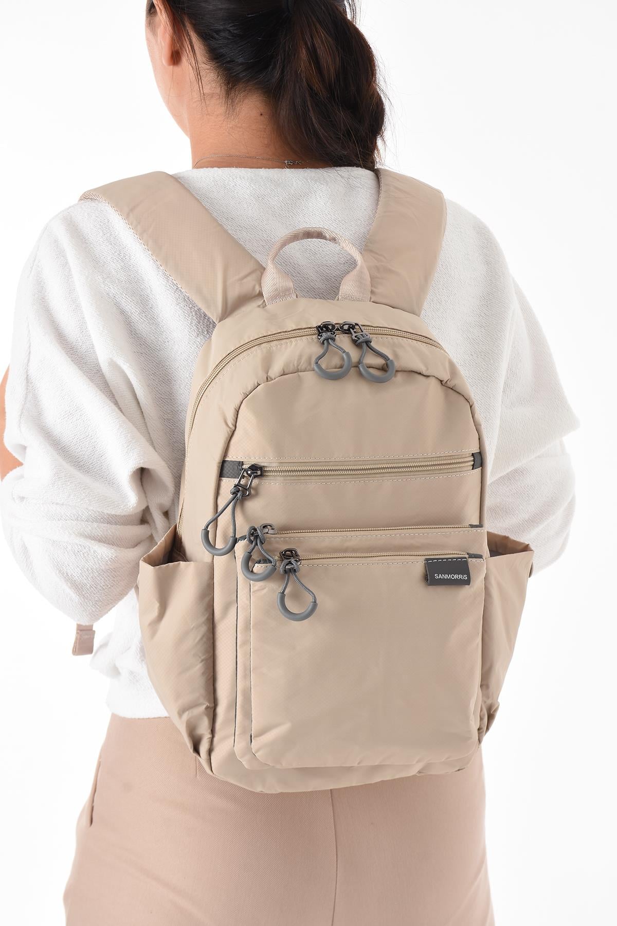 krem Çok hafif kadın orta boy sırt çantası Sanmorris ebat 36cm26