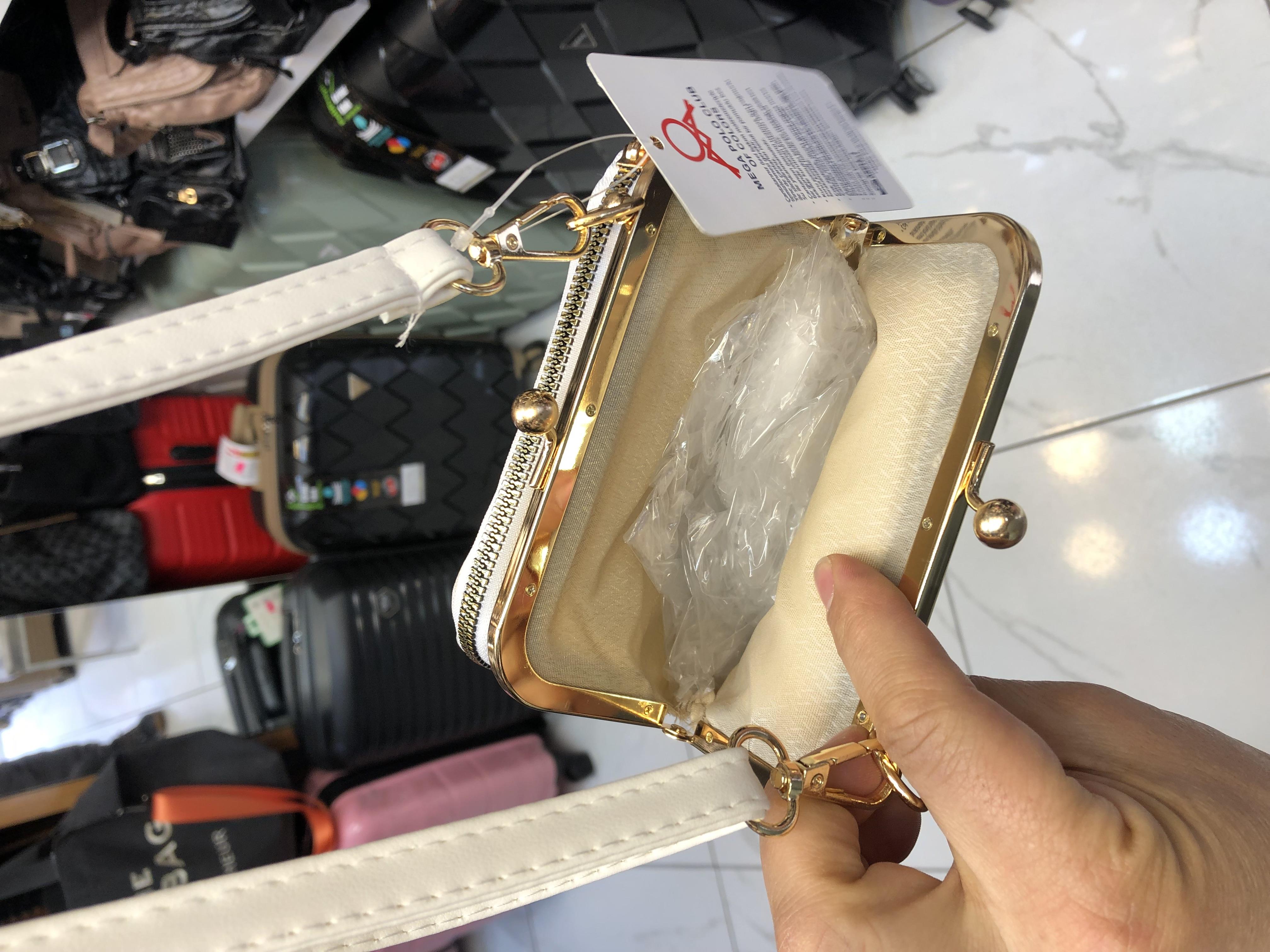 Krem  klipsli çanta postacı model ebat 20cm15