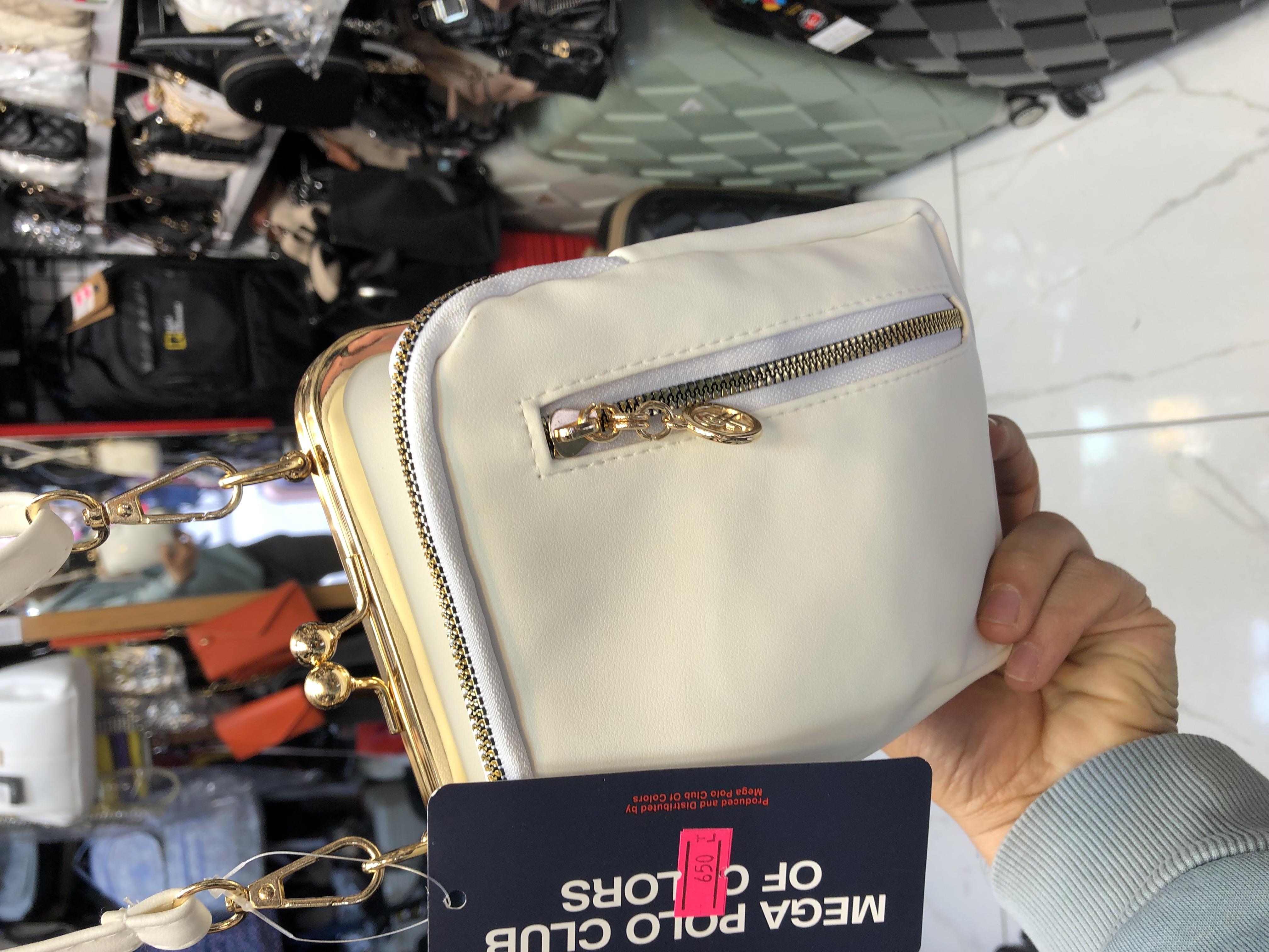 Krem  klipsli çanta postacı model ebat 20cm15