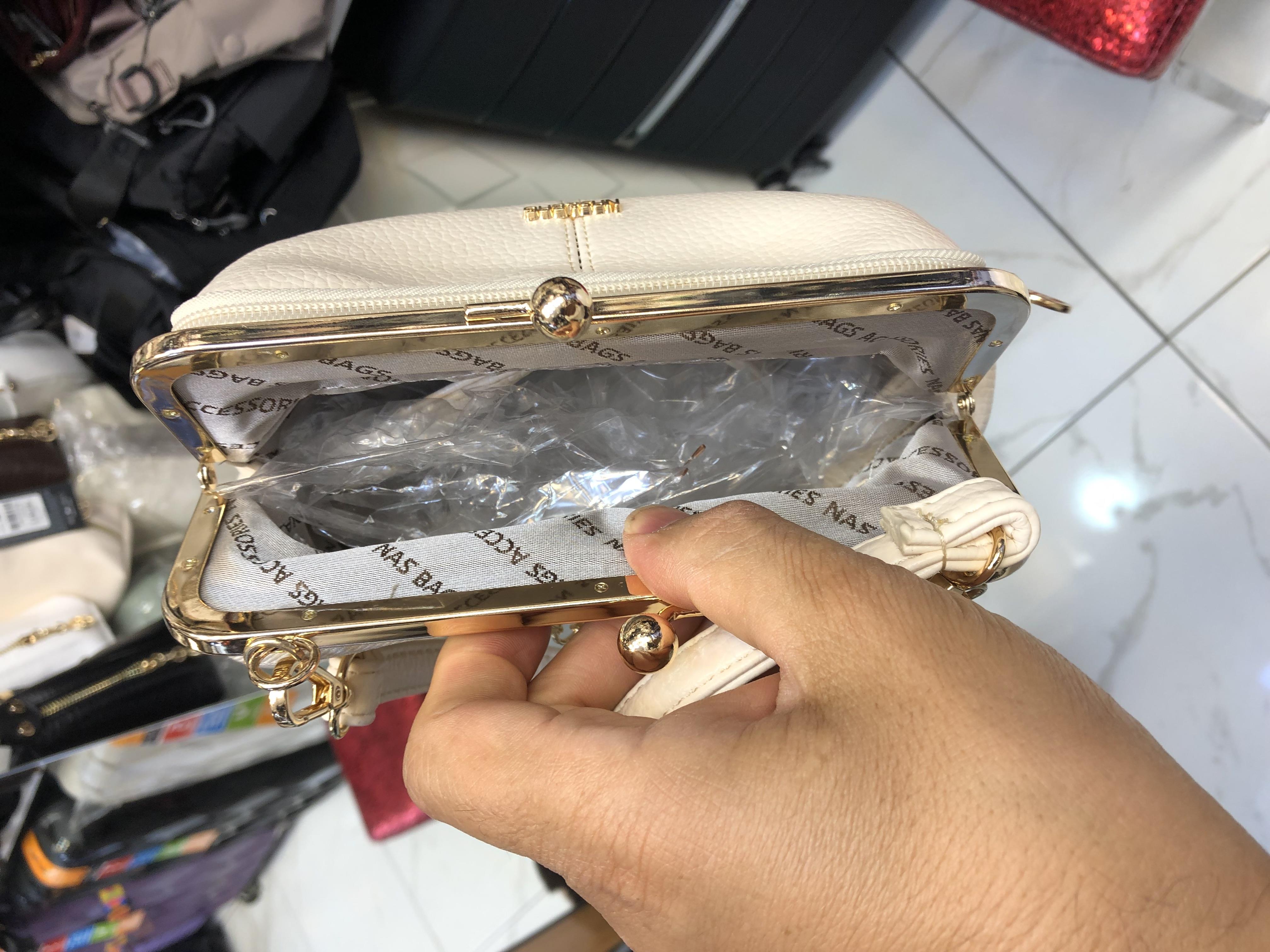krem Nas Bag Burslu Klipsli Vintage Omuz ve Çapraz Çanta (23x20 cm ebatlarındadır