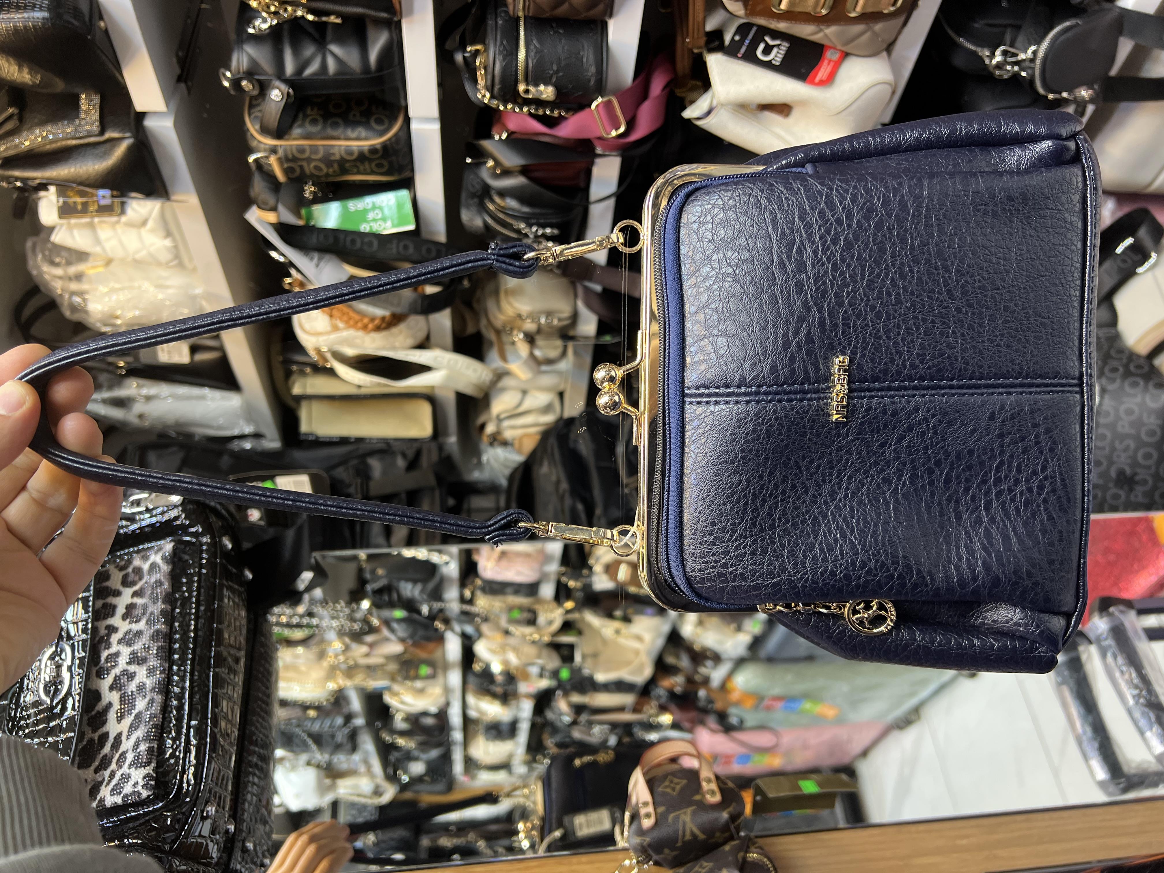 Nas Bag Burslu Klipsli Vintage Omuz ve Çapraz Çanta (23x20 cm ebatlarındadır) Lacivert Victoria
