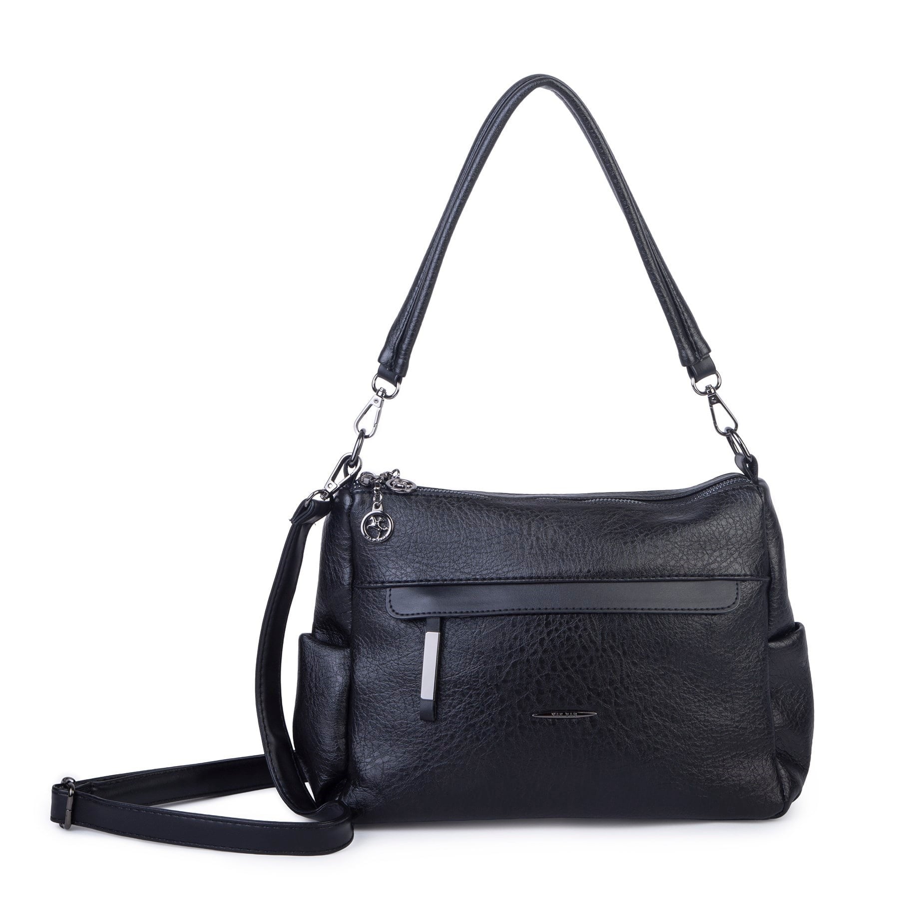 Nas Bag Çok Gözlü Yumuşak ve Hafif Yapılı Çift Askılı Omuz ve Çapraz Çanta ( 30x24 cm ) Siyah Victoria