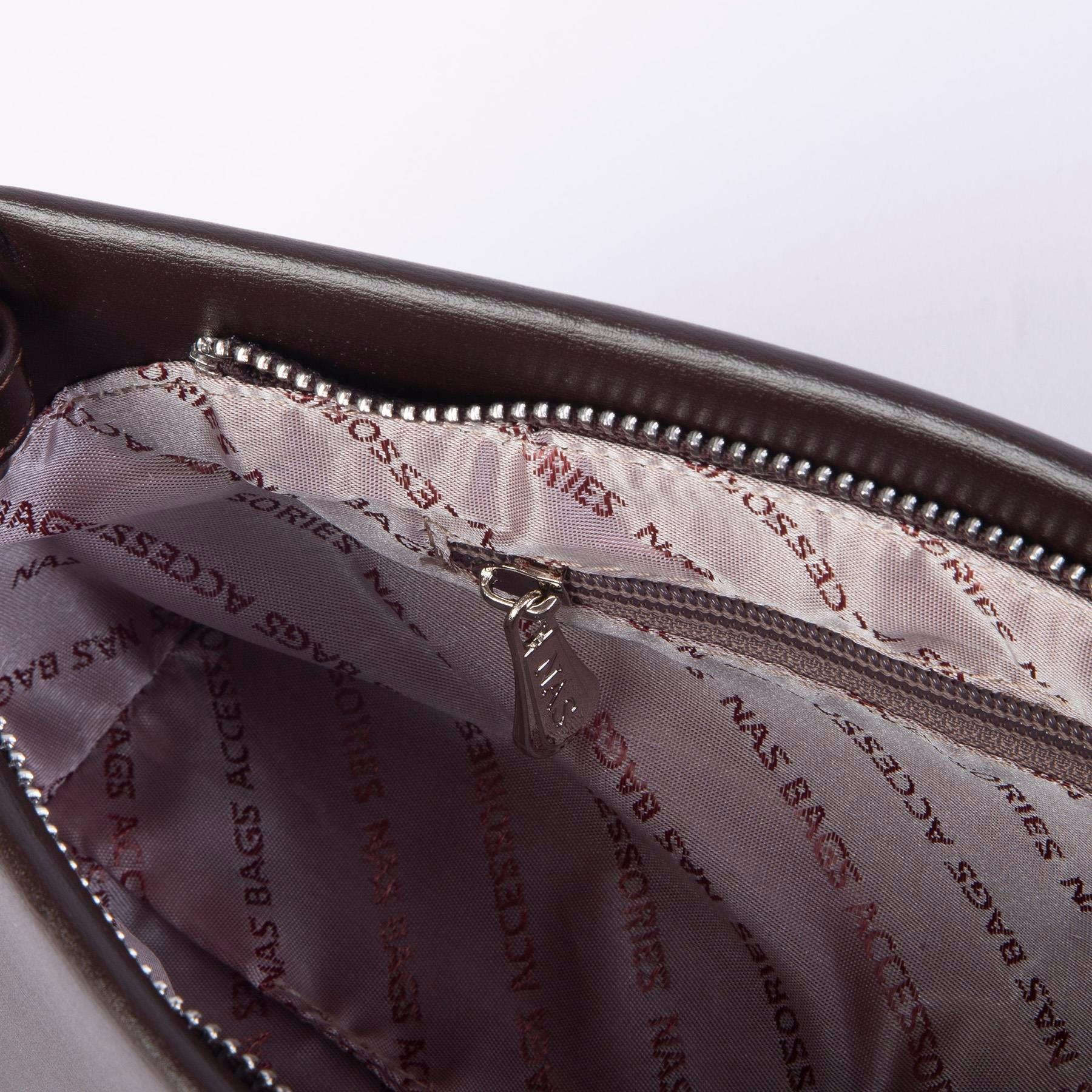 Nas Bag Kadın Basic Baget Omuz ve Çapraz Çanta Kahve Kımera (27x12 cm )