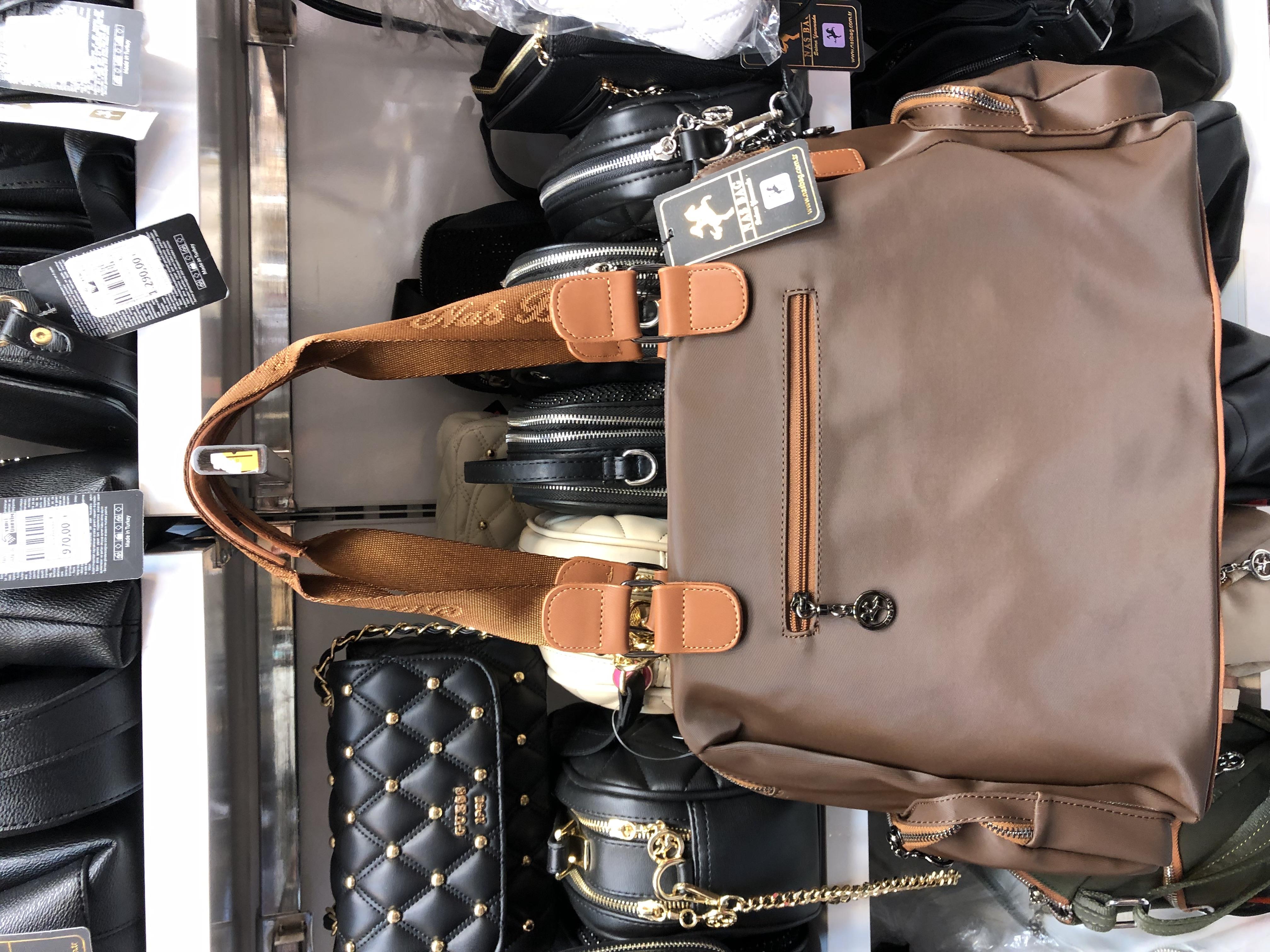 Nas Bag Kadın Büyük Boy Omuz Çantası siyah Taba Buzzy (en :37 ,boy :30 cm)