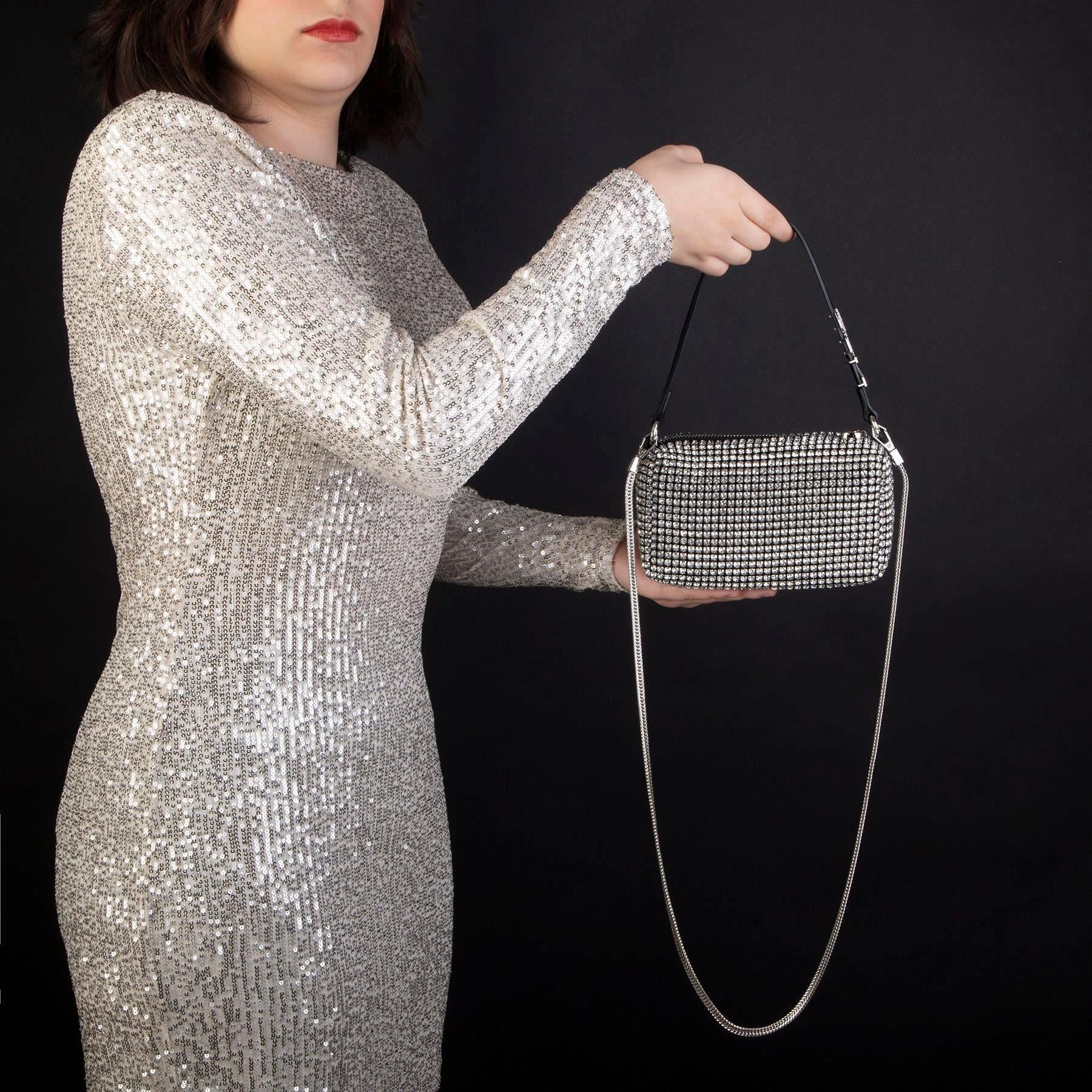 Nas Bag Kadın Çapraz Çanta Black White Diamond SiyahTaşlı