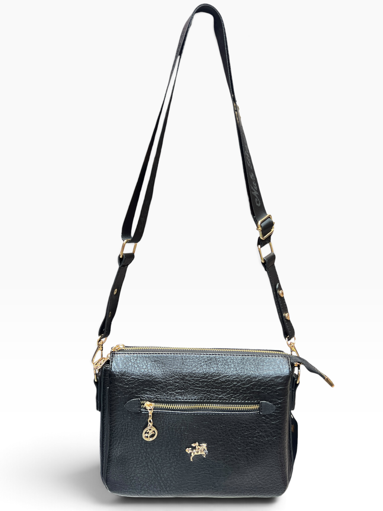 Nas Bag Kadın Çapraz Çanta Kalın Ayarlanabilir Askılı Çanta (En: 26 cm, Boy: 22 cm ) Siyah Victoria Çok gözlü