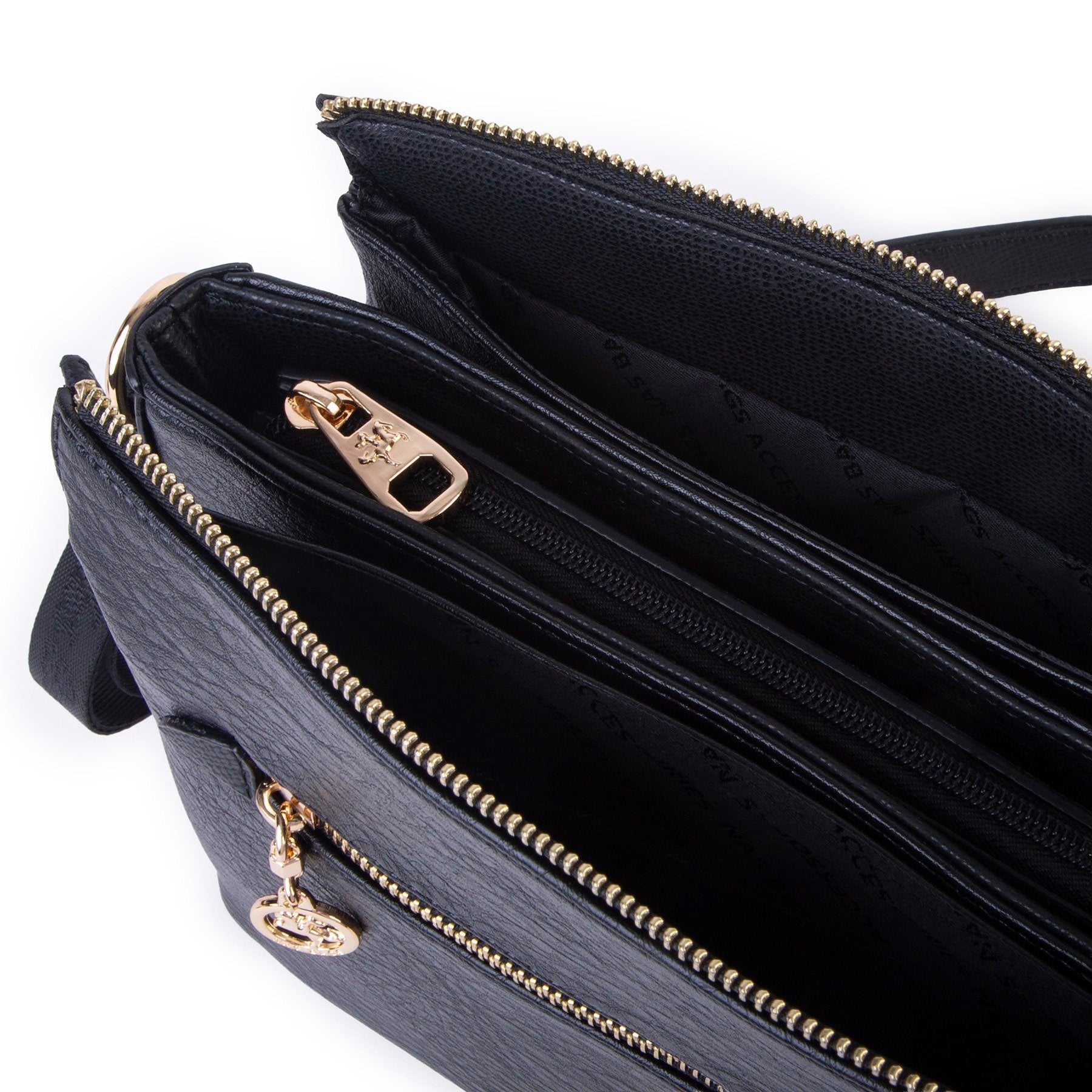 Nas Bag Kadın Çapraz Çanta Kalın Ayarlanabilir Askılı Çanta (En: 26 cm, Boy: 22 cm ) Siyah Victoria Çok gözlü