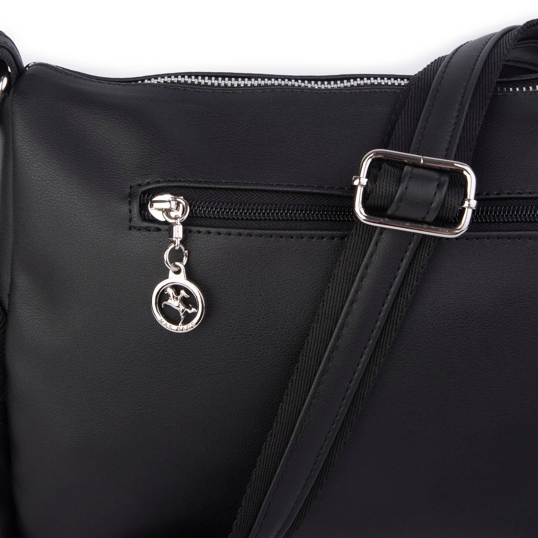 Nas Bag Kadın Çapraz Çok Gözlü Günlük Çanta Siyah Dona ( 30x22 cm ebatlarındadır.