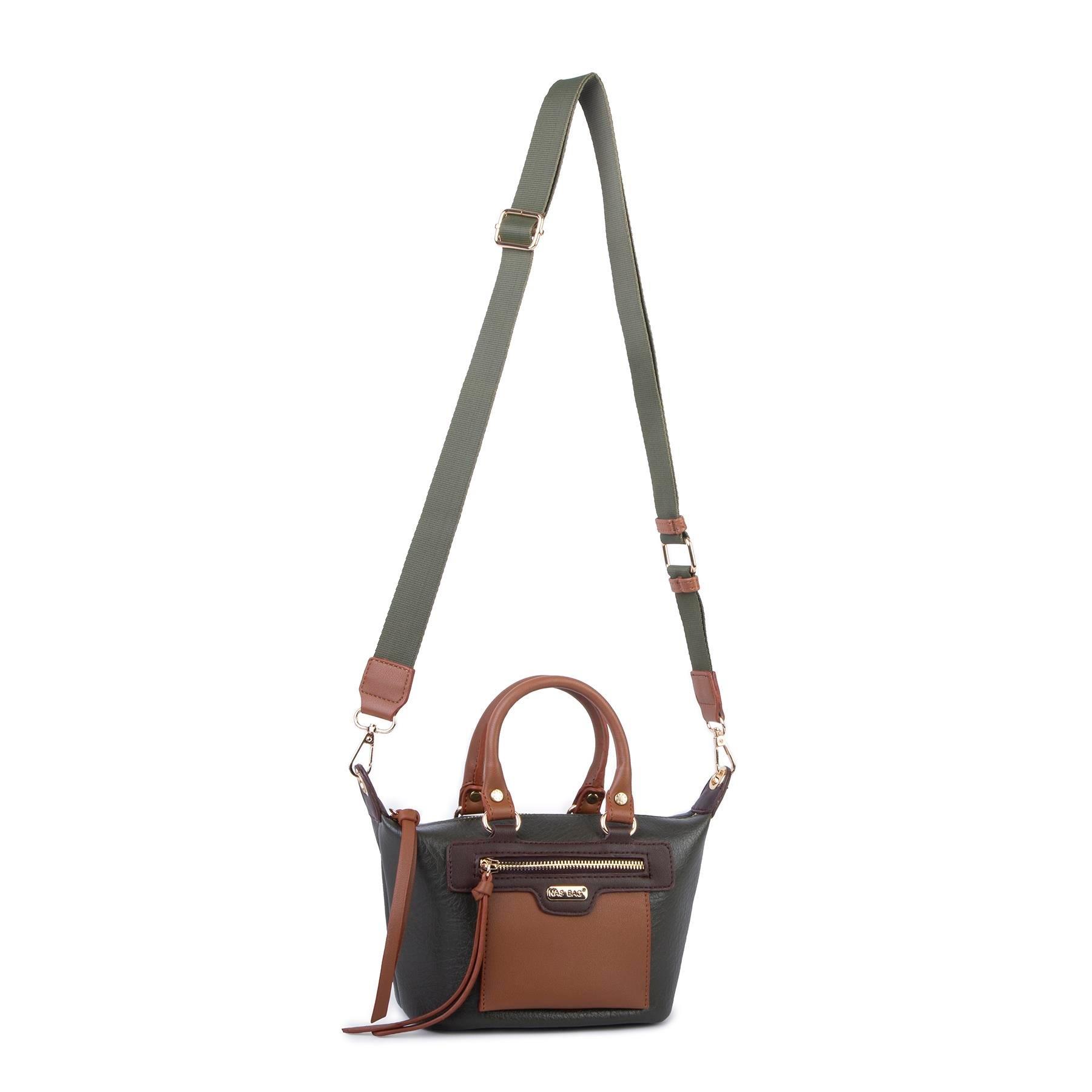 Nas Bag Kadın Mini El ve Postacı Çantası Haki Taba Kahve Victoria
