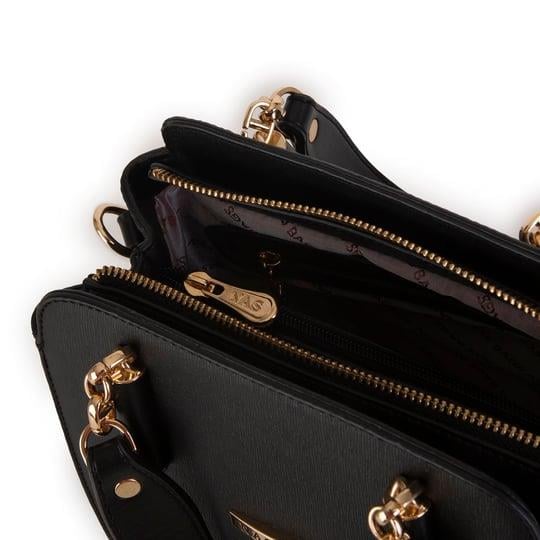gümüş aksesuarlıdır Nas Bag Kadın Sade ve Şık El ve Omuz Çantası Siyah Mngo (Ölçüsü:24x21x16