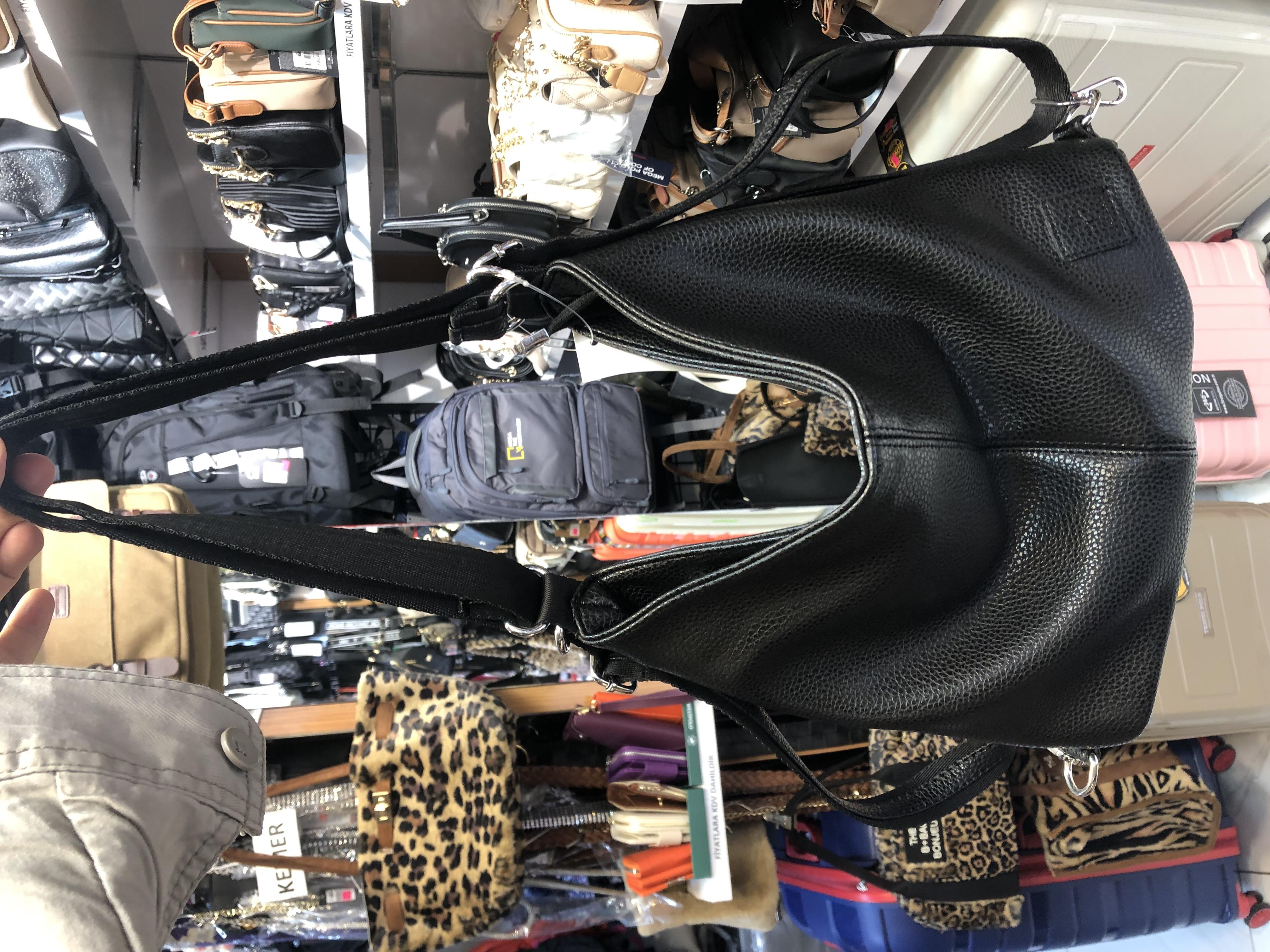 siyah sade sırt ve omuz Nas Bag Kadın Sırt Çantası Siyah Yikamali