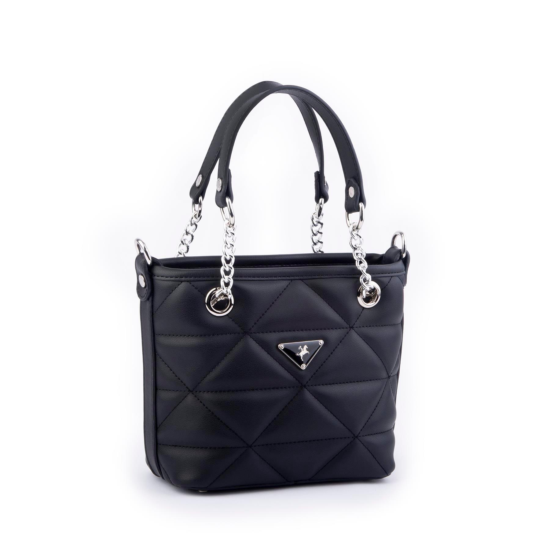 Nas Bag Mini Kadın Zincirli Kapitone El ve Çapraz Çanta 1305 Siyah Dona (19x19)