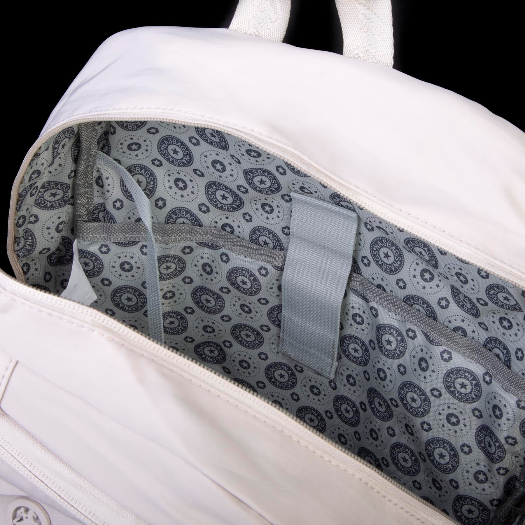 Nas Bag Unisex Hafif Büyük Boy Okul Çantası ve Spor Çantası Çok Gözlü Bej