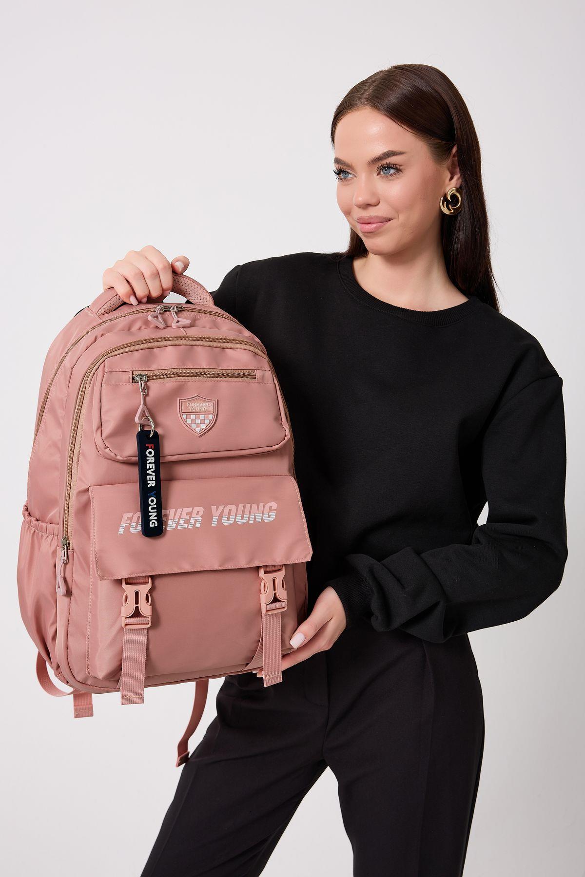 Pembe  Büyük boy okul çantası forever young okul çantası unisex modem 