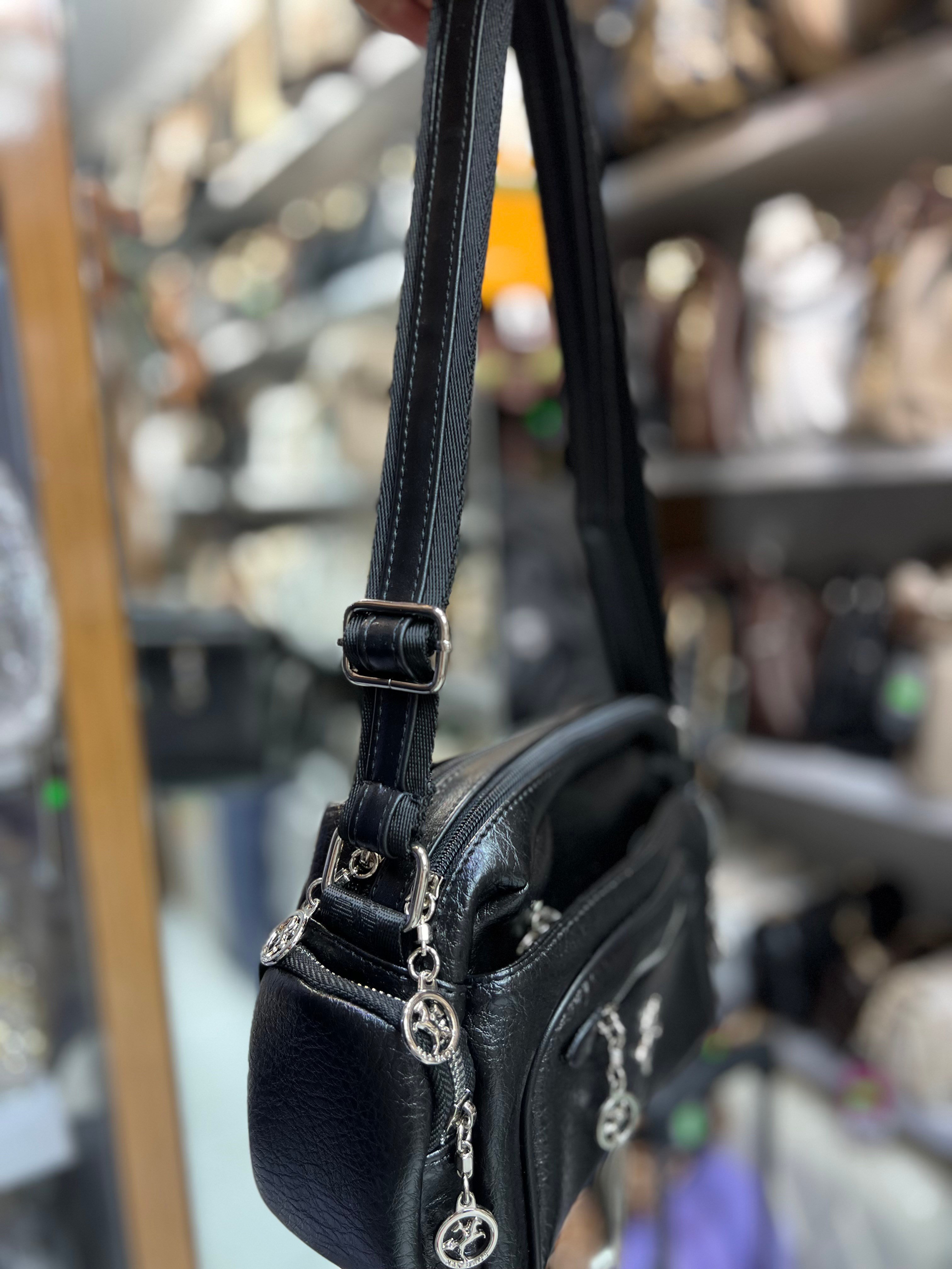 Siyah  1453 Nas Bags çok gözlü postacı çapraz askılı çanta ebat 26cm16 cm
