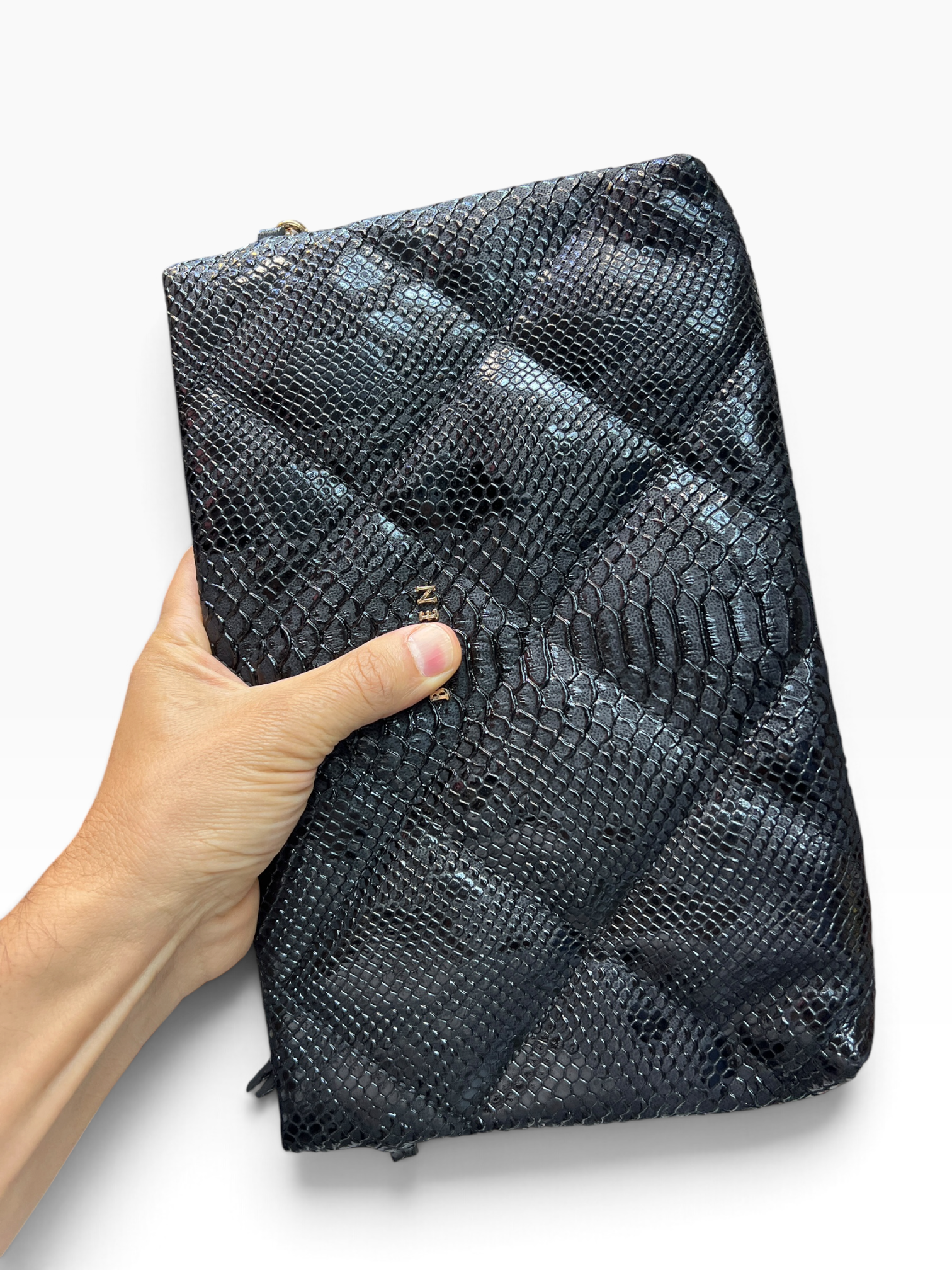 Siyah  baskılı  deri  Kadın clutch çanta kılaç çanta portföy çanta el çantası ebat 20cm30