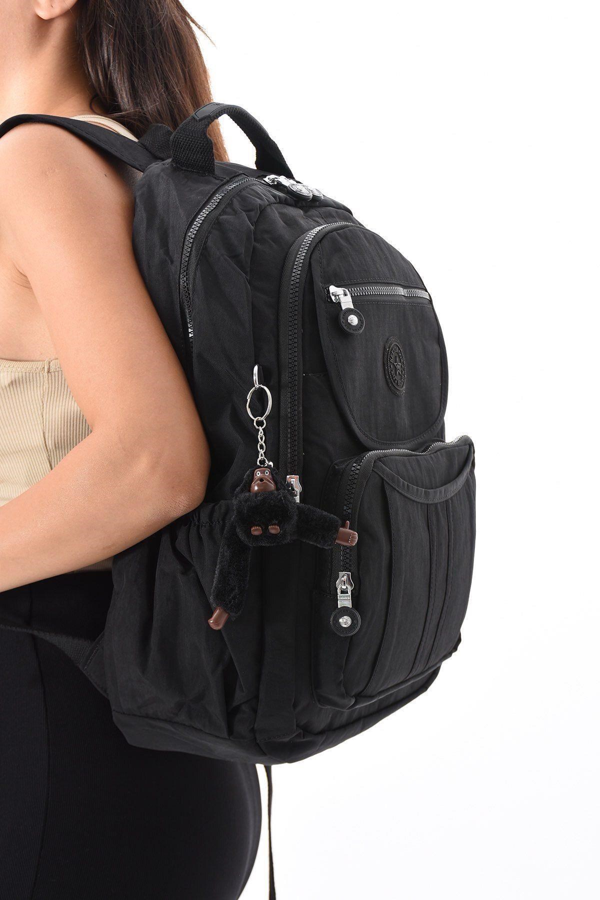 Siyah Kenyon Cox 8860  Unisex Klınkır Maymunlu Günlük ve Okul Sırt Çantası 