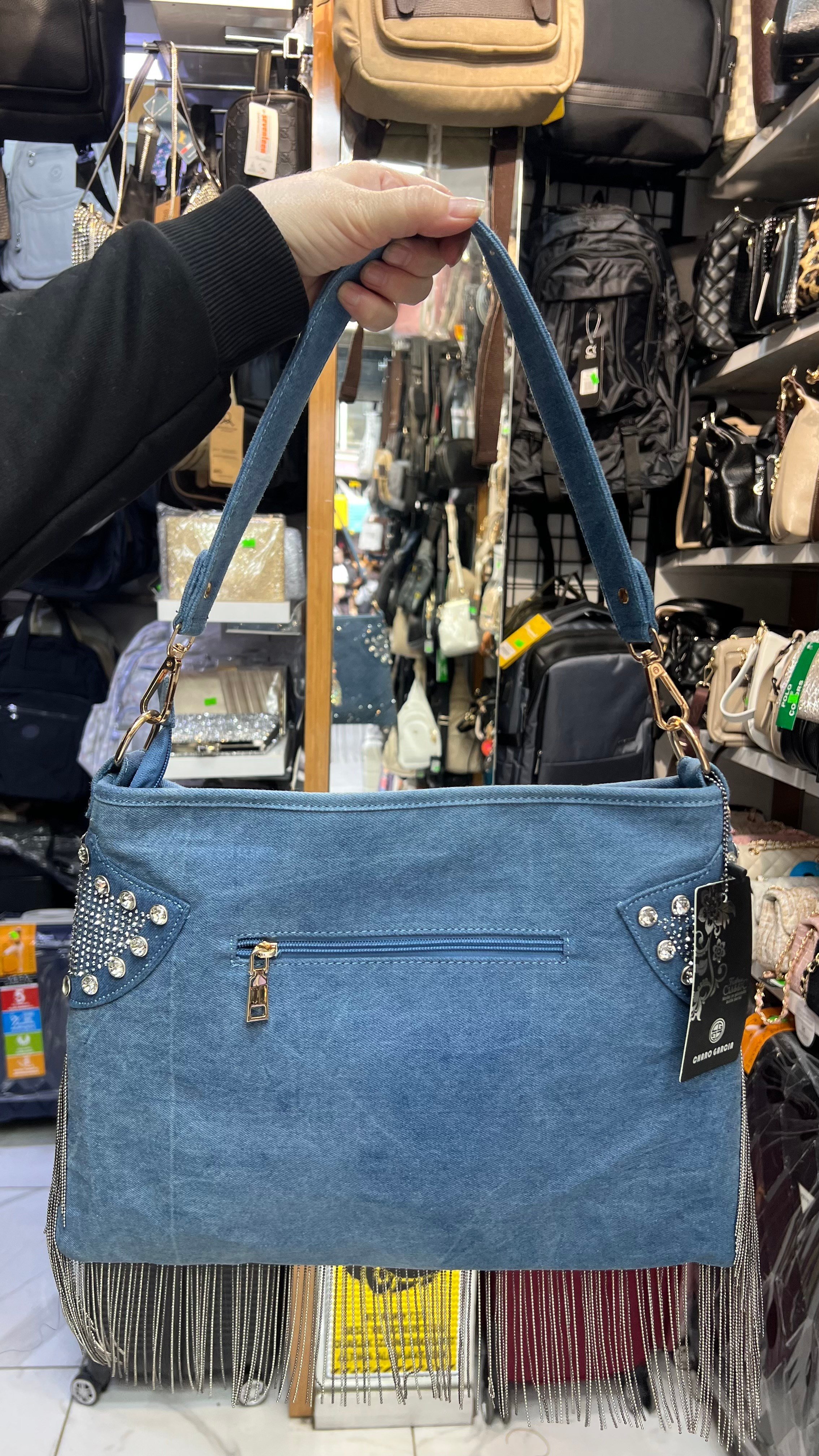 Taşlı kot çanta. Omuz çantası ebat 40cm30