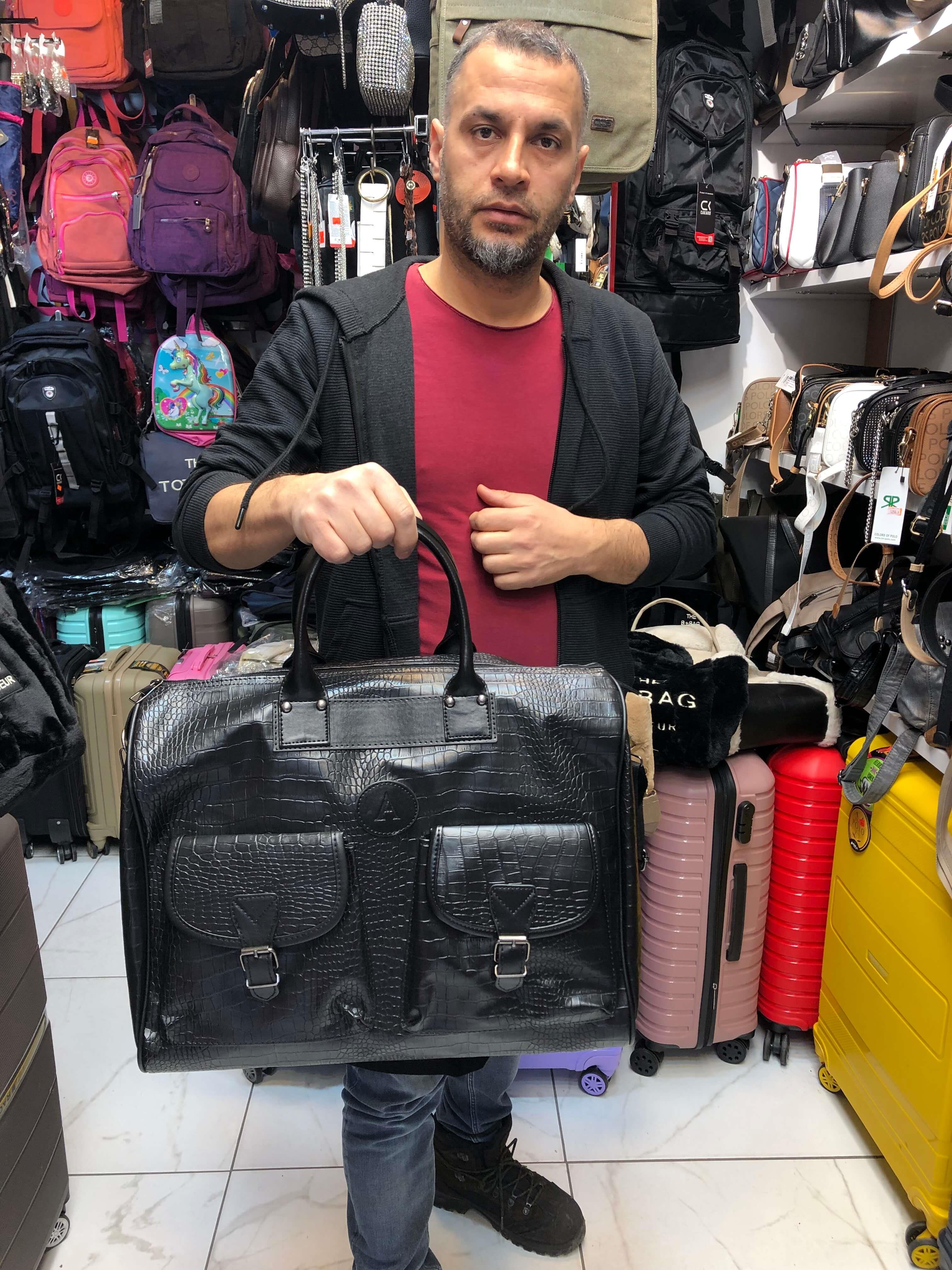 Unisex Siyah Kroko El Valizi Seyahat Çantası boyut 47cm37cm27 cm