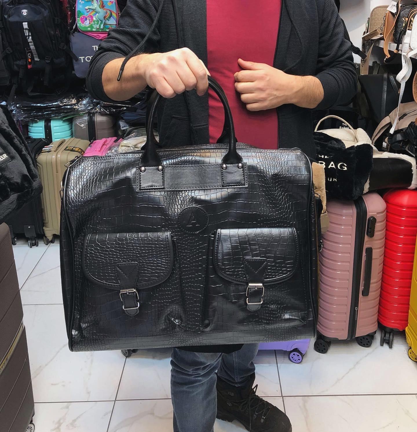 Unisex Siyah Kroko El Valizi Seyahat Çantası boyut 47cm37cm27 cm