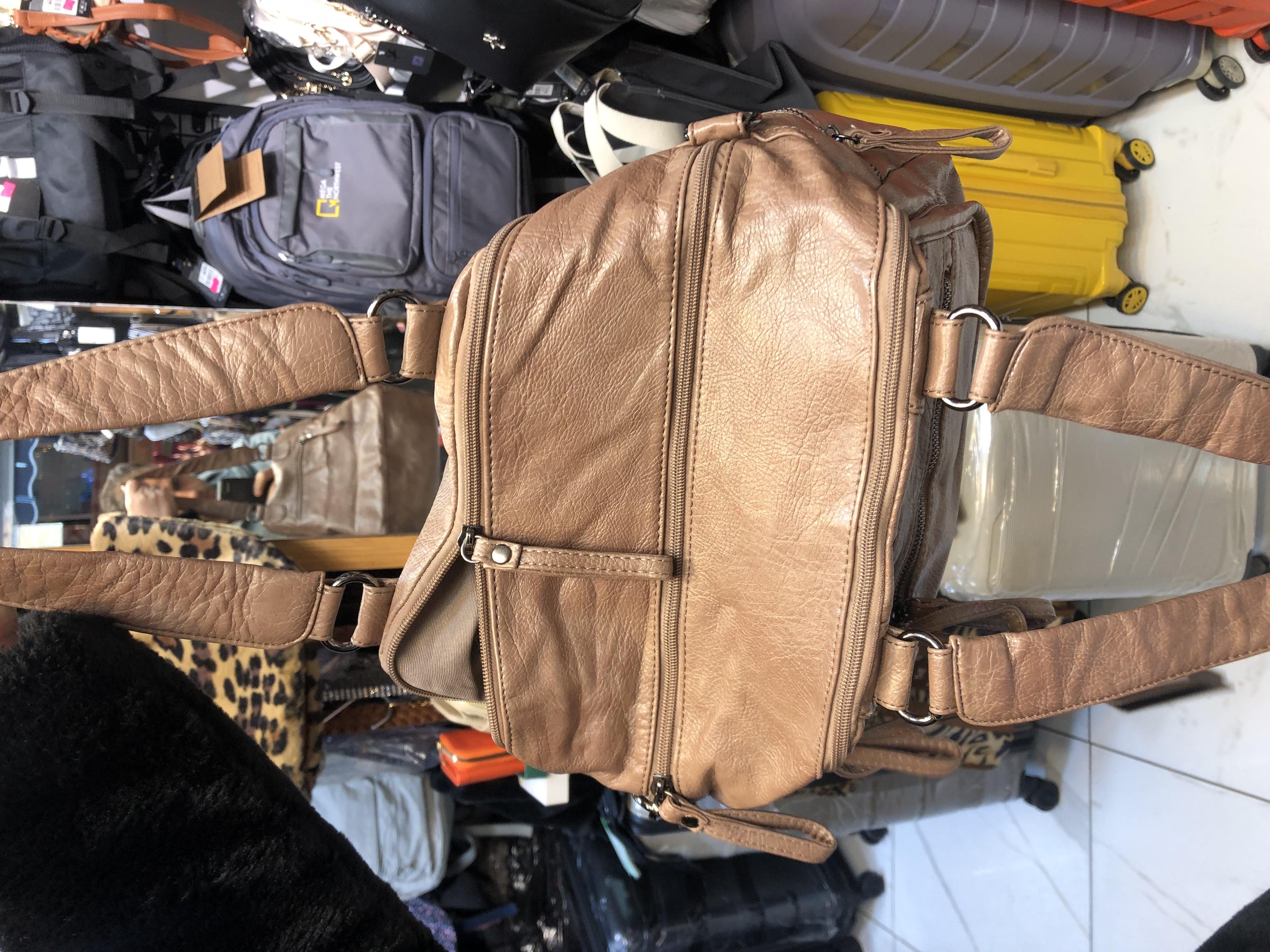Vizon renk Suni Deri Çok Bölmeli Çapraz ve Omuz Çantası Siyah (Model: 571-9-12FF)