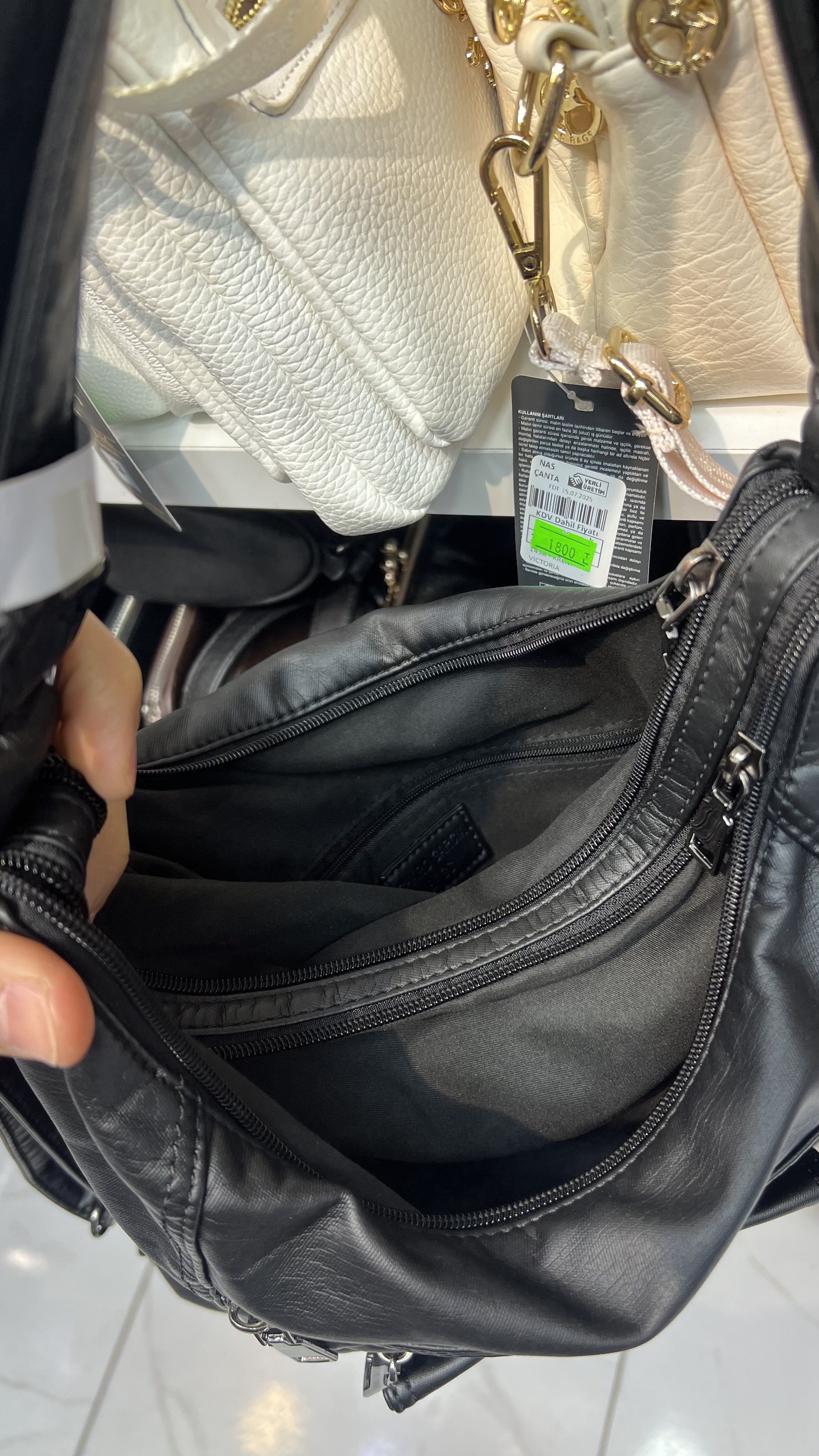 Yıkanmış deri sırt ve kol çantası 37cm35