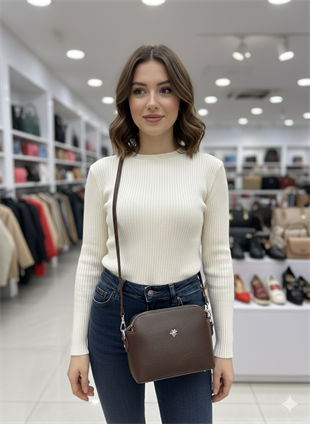 1483 Nas Bag Kadın Omuz ve Çapraz Zincirli ve Uzun Çift Askılı (20x15 cm)kahve vctoria