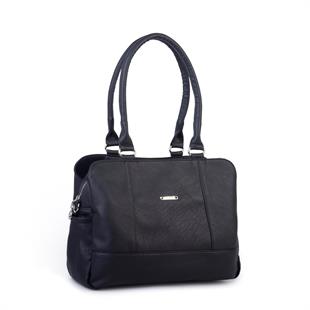 1507) Nas Bag Kadın Büyük Boy Üç Bölmeli Omuz Çantası Siyah Victoria