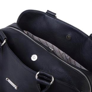 1507) Nas Bag Kadın Büyük Boy Üç Bölmeli Omuz Çantası Siyah Victoria