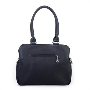 1507) Nas Bag Kadın Büyük Boy Üç Bölmeli Omuz Çantası Siyah Victoria