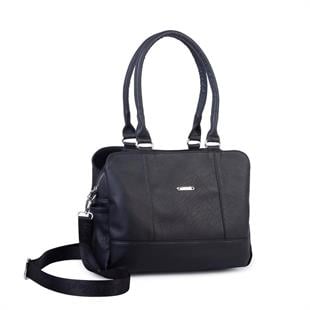 1507) Nas Bag Kadın Büyük Boy Üç Bölmeli Omuz Çantası Siyah Victoria