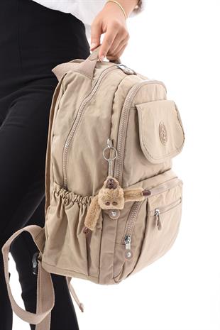 8866 Kenyon Cox Kahve Orta Boy Okul Ve Günlük Krinkıl Kumaş Sırt Çantası 40X30CmDerinlik 15 Cm