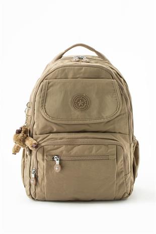 8866 Kenyon Cox Kahve Orta Boy Okul Ve Günlük Krinkıl Kumaş Sırt Çantası 40X30CmDerinlik 15 Cm