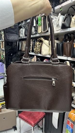 Acı kahve 1507) Nas Bag Kadın Büyük Boy Üç Bölmeli Omuz Çantası Siyah Victoria
