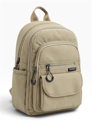 Bej Devid Polo kırınkıl orta boy sırt çantası ebat 27cm25