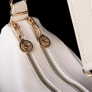 beyaz Kadın Omuz ve Çapraz Çanta Çok Gözlü Şık Tasarım (28x18 cm) Siyah Lopez