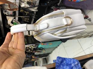 Beyaz Küçük el ve çapraz askılı çok gözlü şık tasarım nas bags 1444 ebat 20cm15