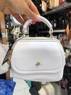 Beyaz Küçük el ve çapraz askılı çok gözlü şık tasarım nas bags 1444 ebat 20cm15