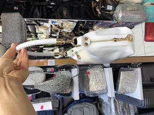 Beyaz Örgü askılı kadın omuz çantası orta ebat 25cm15