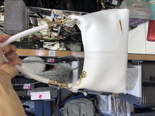 Beyaz Örgü askılı kadın omuz çantası orta ebat 25cm15