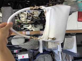 Beyaz Örgü askılı kadın omuz çantası orta ebat 25cm15