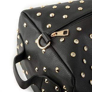 El valizli Zımba Detaylı Kadın El Çantası - 436 SIYAH NATURAL 45cm15cm25 cm