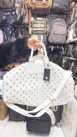 El valizli Zımba Detaylı Kadın El Çantası - 436 BEYAZ NATURAL 45cm15cm25 cm