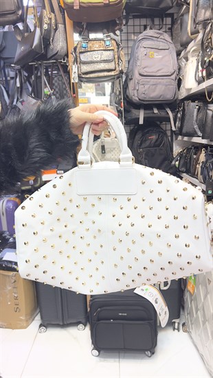 El valizli Zımba Detaylı Kadın El Çantası - 436 BEYAZ NATURAL 45cm15cm25 cm