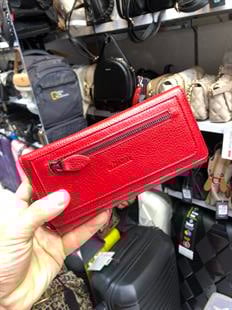 ElizaBell Kırmızı Gerçek Deri Kadın Cüzdanı %100 Deri Büyük Para Kart Çantası