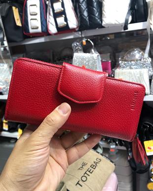 ElizaBell Kırmızı Gerçek Deri Kadın Cüzdanı %100 Deri Büyük Para Ve  Kart Çantası