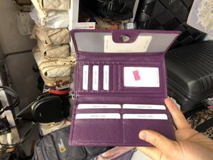 ElizaBell Mürdüm Gerçek Deri Kadın Cüzdanı %100 Deri Büyük Para Kart Çantası