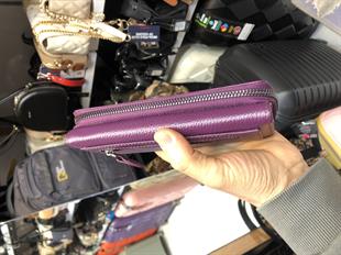 ElizaBell Mürdüm Gerçek Deri Kadın Cüzdanı %100 Deri Büyük Para Kart Çantası